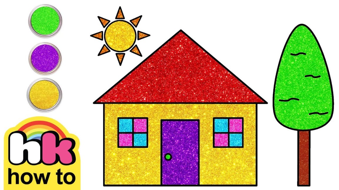 How to Draw a House Using Shapes Cute Easy Drawings Chiki Art Hooplakidz HowTo